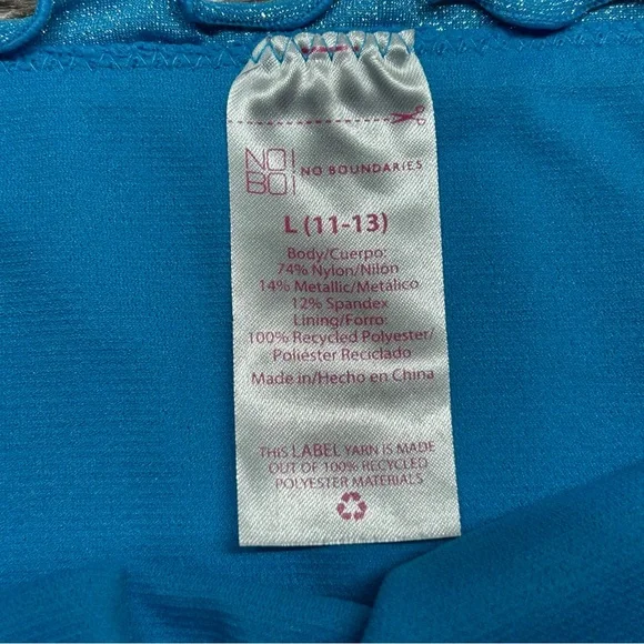 NWT Junior’s Size Large No Boundaries Two Piece Bikini Set in Blue Lurex - Picture 6 of 15